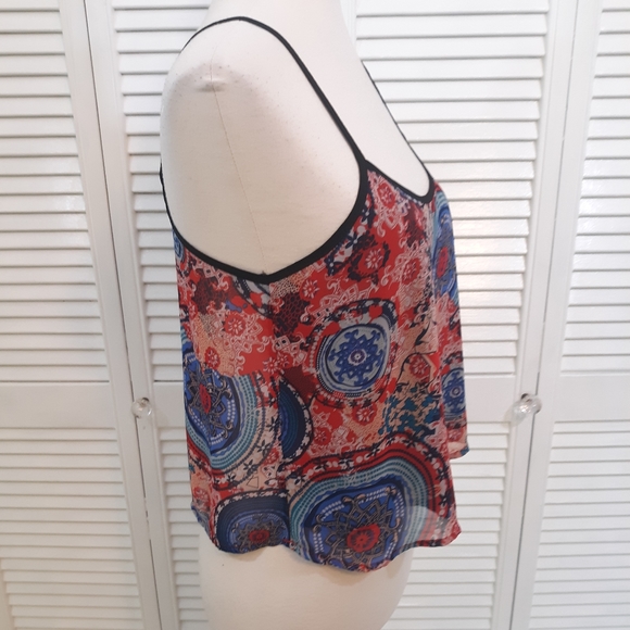 Sans Souci flowy crop top blouse small *C - Picture 7 of 8